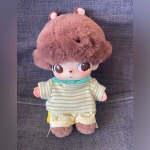 Cute Plush Doll with Striped Outfit